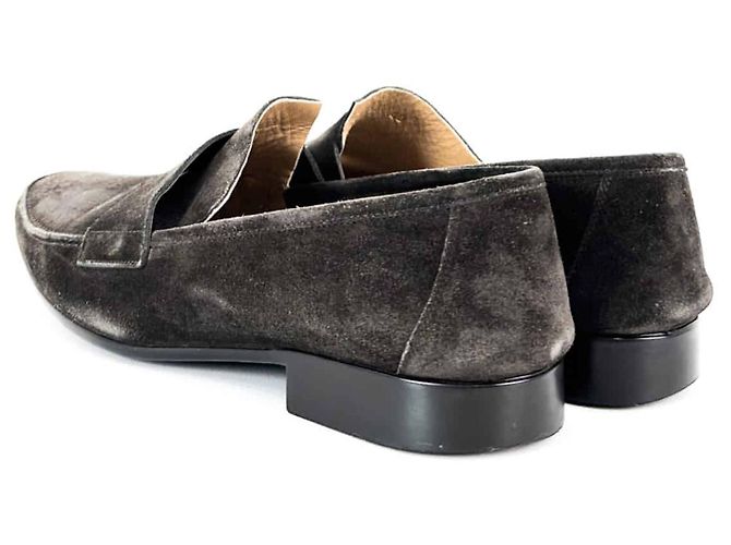 Hermès Mocassino in suede con logo da uomo Marrone - vista 7