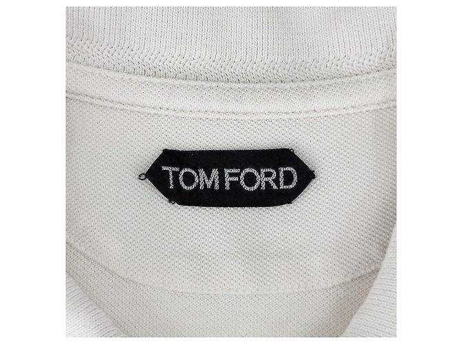 Tom Ford Herren Polo aus bestickter Baumwolle mit kurzen Ärmeln T-Shirt weiß - Ansicht 12