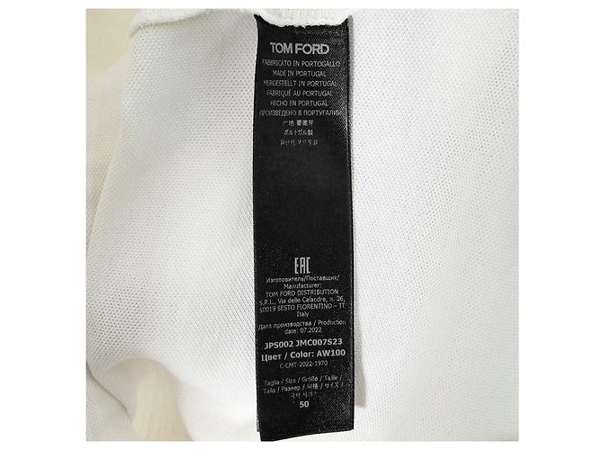 Tom Ford Herren Polo aus bestickter Baumwolle mit kurzen Ärmeln T-Shirt weiß - Ansicht 13
