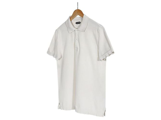 Tom Ford Herren Polo aus bestickter Baumwolle mit kurzen Ärmeln T-Shirt weiß - Ansicht 2