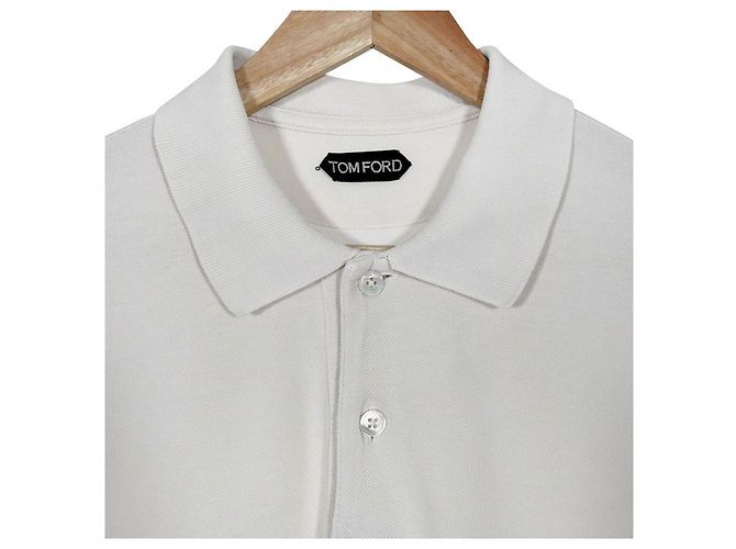 Tom Ford Herren Polo aus bestickter Baumwolle mit kurzen Ärmeln T-Shirt weiß - Ansicht 5