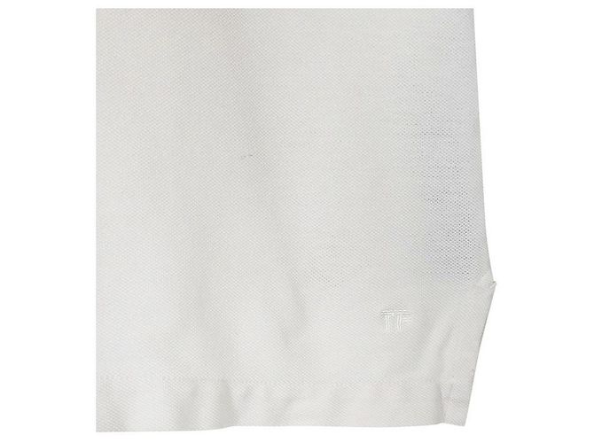 Tom Ford Herren Polo aus bestickter Baumwolle mit kurzen Ärmeln T-Shirt weiß - Ansicht 9