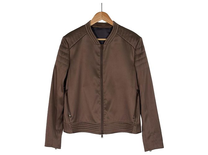 Giacca Bomber in Seta con Yoke Brunello Cucinelli per Donna Marrone - vista 3