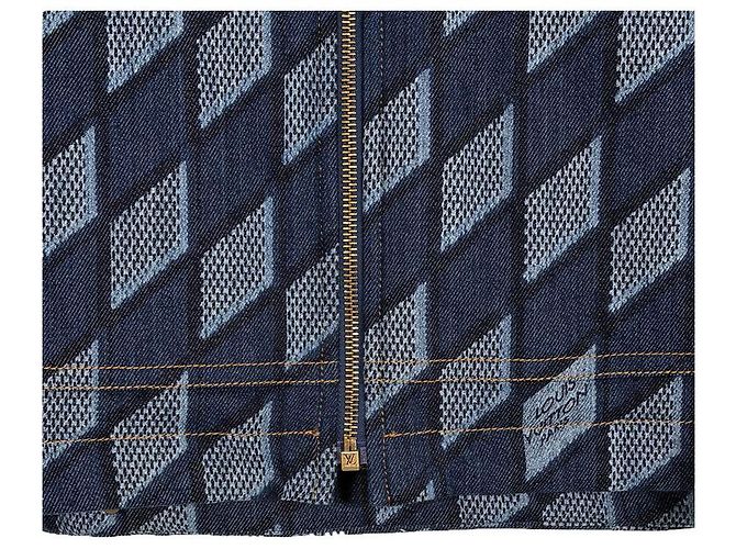 Louis Vuitton Jaqueta de caminhoneiro de denim acolchoada Damier Indigo Azul - vista 10