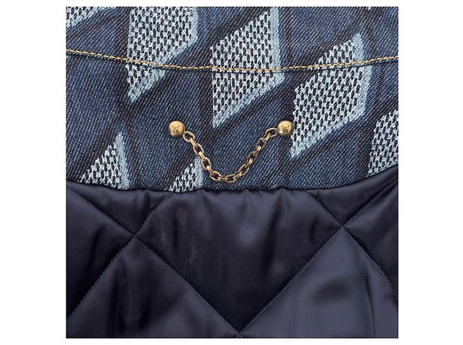Louis Vuitton Jaqueta de caminhoneiro de denim acolchoada Damier Indigo Azul - vista 12