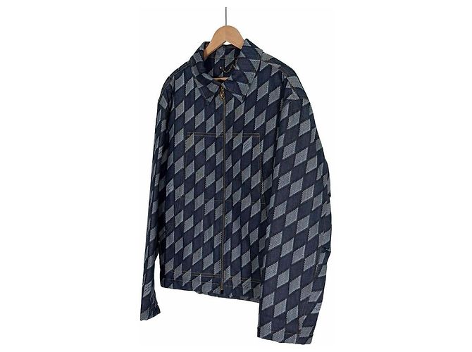 Louis Vuitton Jaqueta de caminhoneiro de denim acolchoada Damier Indigo Azul - vista 2