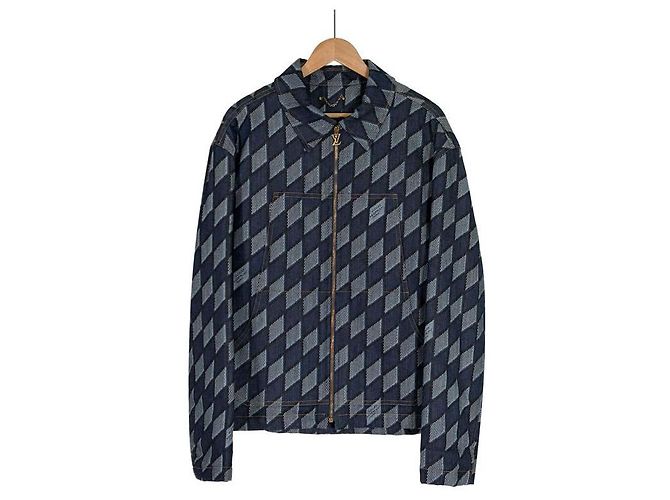 Louis Vuitton Jaqueta de caminhoneiro de denim acolchoada Damier Indigo Azul - vista 3