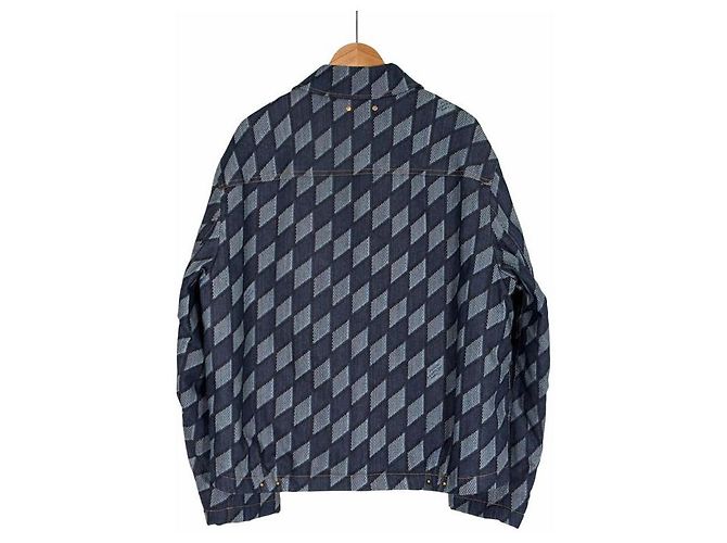 Louis Vuitton Jaqueta de caminhoneiro de denim acolchoada Damier Indigo Azul - vista 4