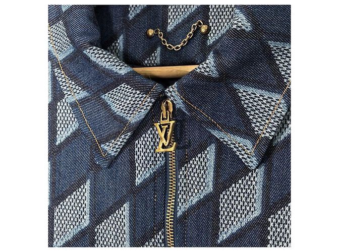 Louis Vuitton Jaqueta de caminhoneiro de denim acolchoada Damier Indigo Azul - vista 6