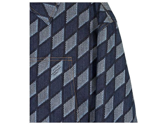 Louis Vuitton Jaqueta de caminhoneiro de denim acolchoada Damier Indigo Azul - vista 7