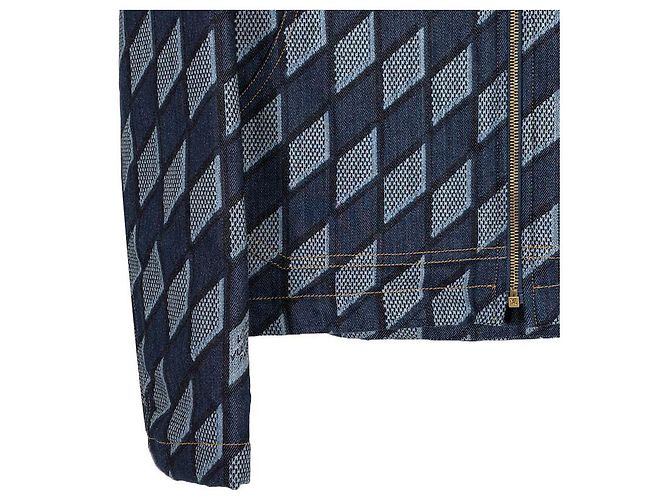Louis Vuitton Jaqueta de caminhoneiro de denim acolchoada Damier Indigo Azul - vista 8