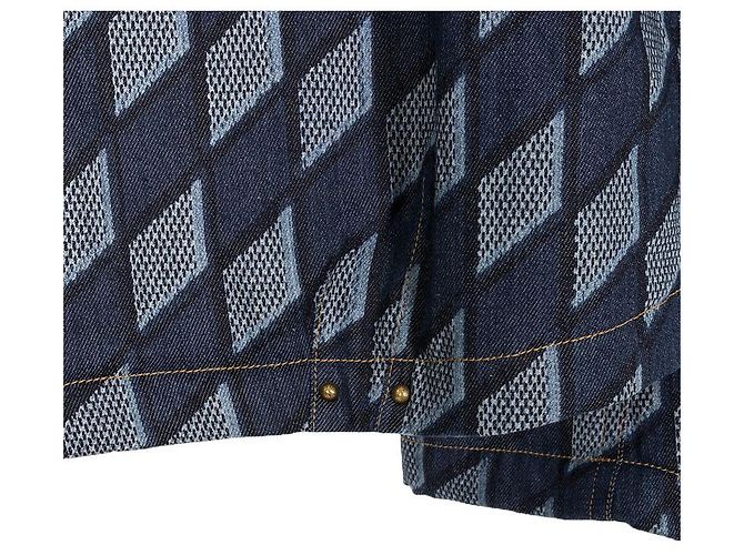 Louis Vuitton Jaqueta de caminhoneiro de denim acolchoada Damier Indigo Azul - vista 9