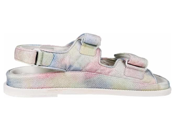 Chanel Sandali Mule Velcro Multi CC Logo per Donne Arcobaleno Pastello Nero - vista 3