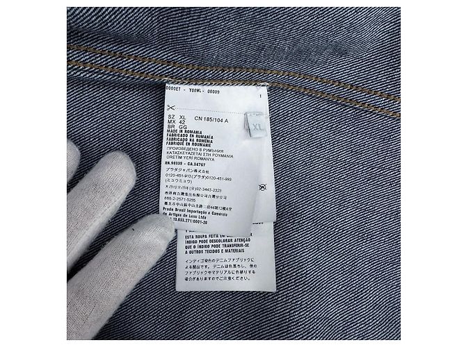 Prada Herrenjacke aus gewaschenem Denim mit blauem Dreieckslogo - Ansicht 11