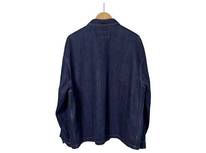 Prada Herrenjacke aus gewaschenem Denim mit blauem Dreieckslogo - Ansicht 4