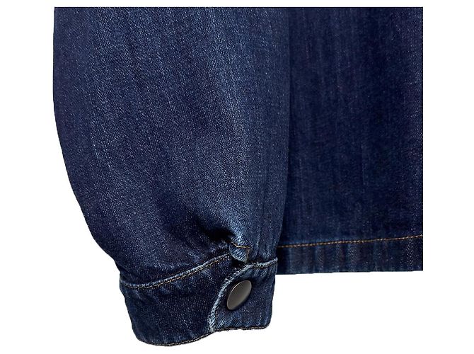 Prada Herrenjacke aus gewaschenem Denim mit blauem Dreieckslogo - Ansicht 8