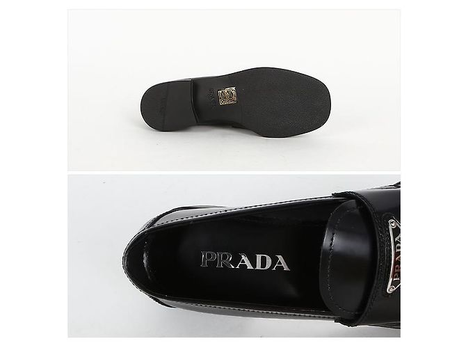 Prada Mocassini in pelle spazzolata con logo a triangolo Nero - vista 4