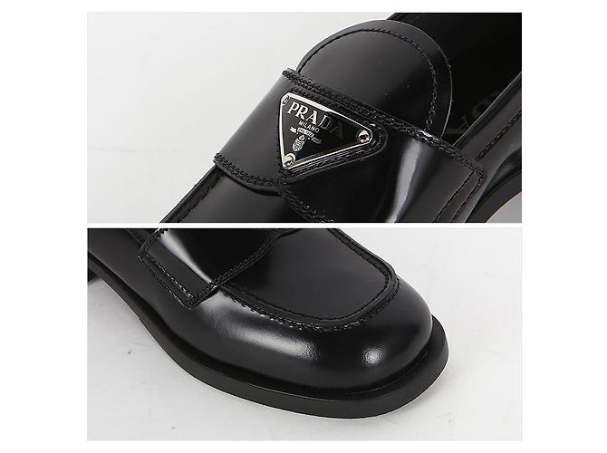 Prada Mocassini in pelle spazzolata con logo a triangolo Nero - vista 5
