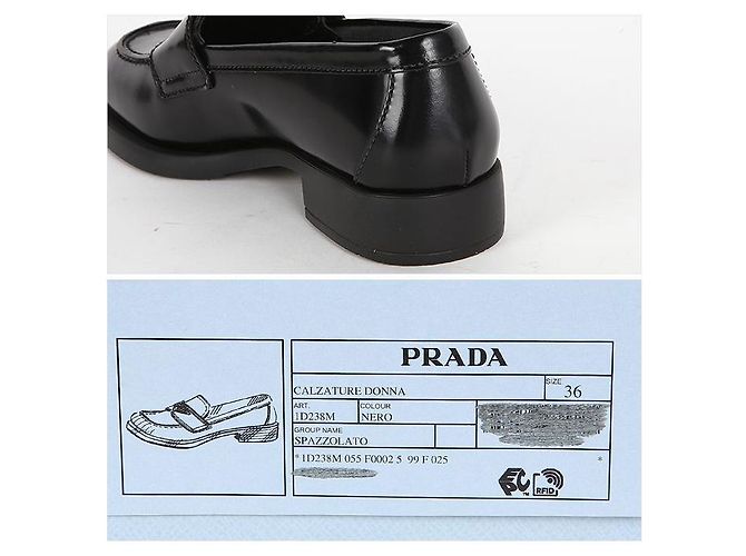 Prada Mocassini in pelle spazzolata con logo a triangolo Nero - vista 6