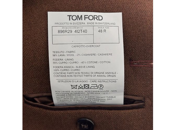 Tom Ford Cappotto lungo in pelle, lana e cashmere per uomo - Marrone - vista 12