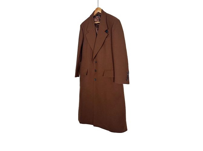 Tom Ford Cappotto lungo in pelle, lana e cashmere per uomo - Marrone - vista 2