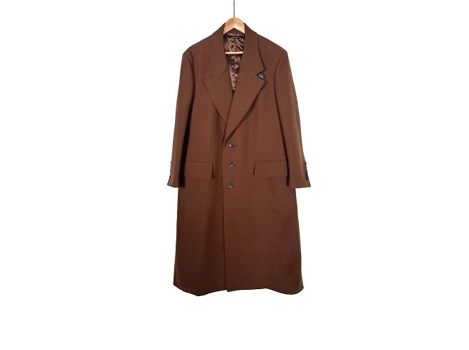 Tom Ford Cappotto lungo in pelle, lana e cashmere per uomo - Marrone - vista 3