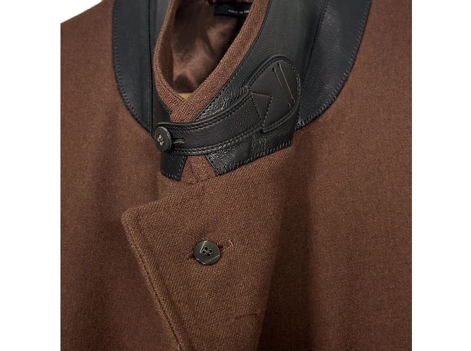 Tom Ford Cappotto lungo in pelle, lana e cashmere per uomo - Marrone - vista 5
