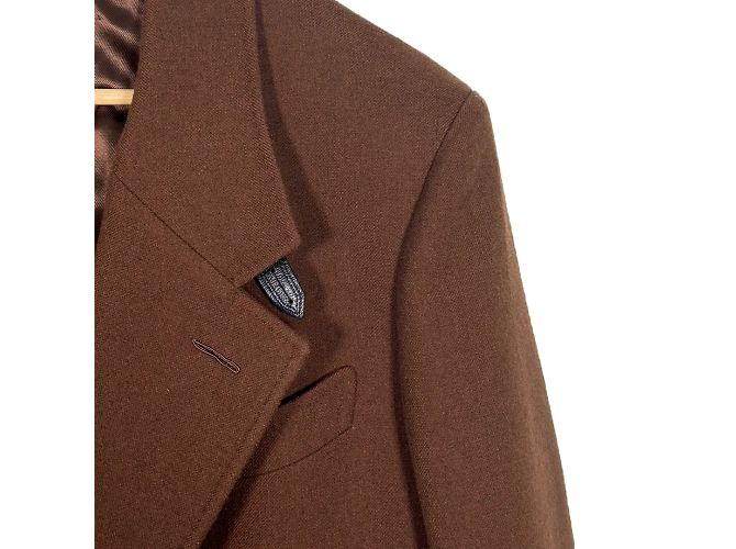 Tom Ford Cappotto lungo in pelle, lana e cashmere per uomo - Marrone - vista 7
