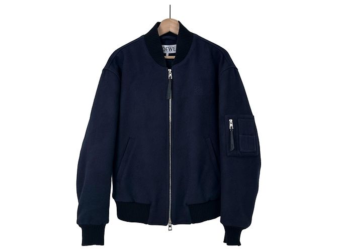 Giacca bomber in lana Anagram da uomo Loewe blu navy - vista 2