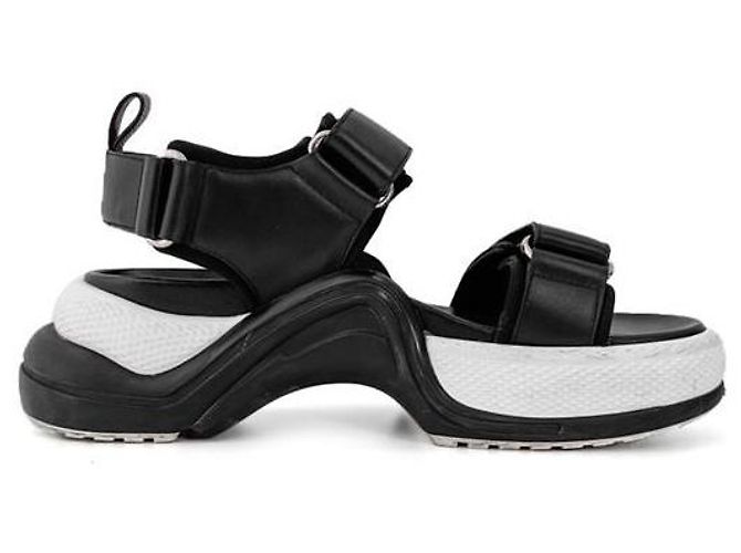 Louis Vuitton Sandali piatti Viar per donne con logo LV Archlight neri Nero - vista 3