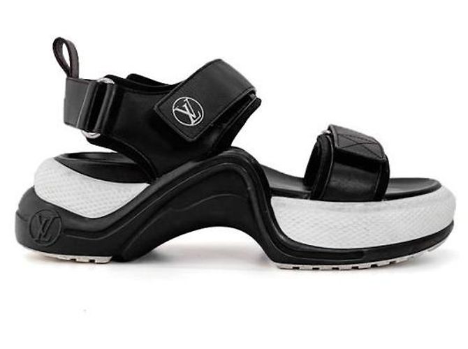 Louis Vuitton Sandali piatti Viar per donne con logo LV Archlight neri Nero - vista 5