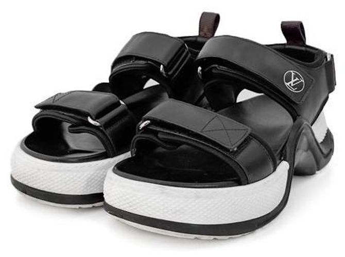 Louis Vuitton Sandali piatti Viar per donne con logo LV Archlight neri Nero - vista 6