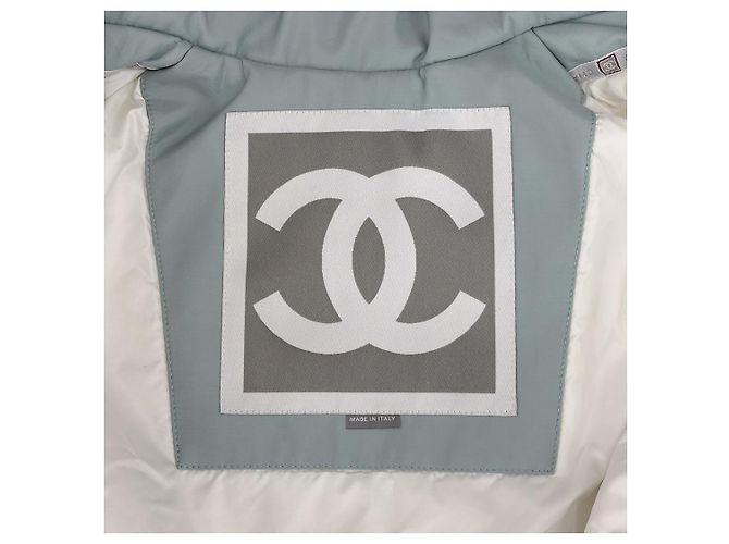 Chanel Set da sci con zip in pastello con giacca e pantaloni con patch logo CC per donne Bianco - vista 12