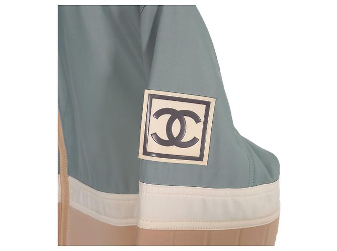 Chanel Set da sci con zip in pastello con giacca e pantaloni con patch logo CC per donne Bianco - vista 6