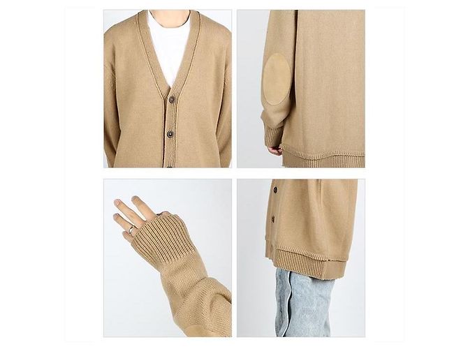 Maison Martin Margiela Leinen-Cardigan mit Ellbogenpatches Braun - Ansicht 3