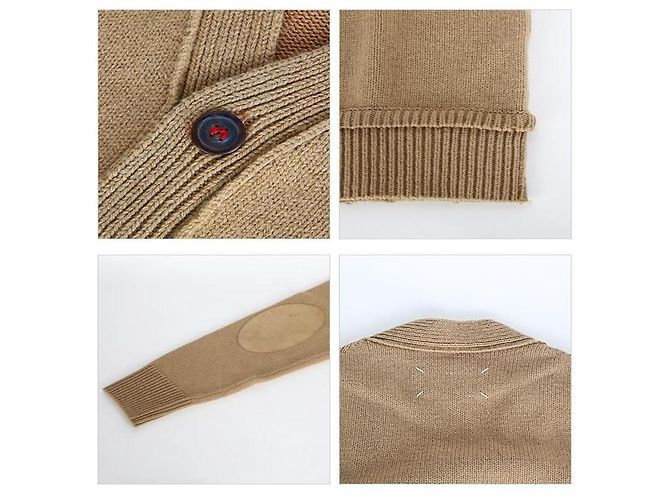 Maison Martin Margiela Leinen-Cardigan mit Ellbogenpatches Braun - Ansicht 5