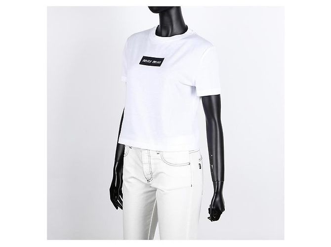 Miu Miu T-shirt in jersey di cotone a maniche corte - vista 10