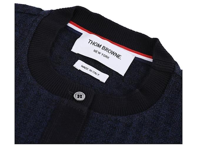 Thom Browne Jacquard-Cropped-Cardigan Blau - Ansicht 5