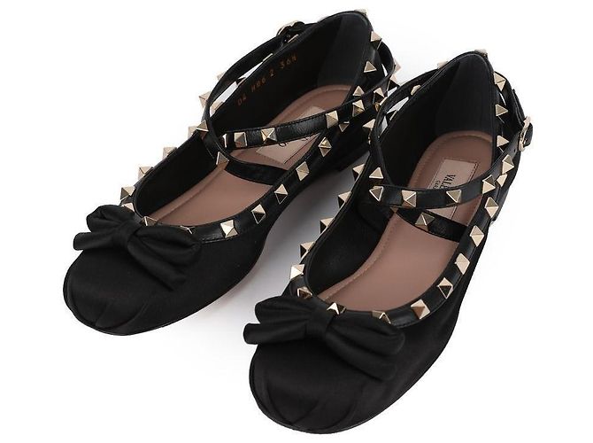 Valentino Ballerine in Satin Rockstud per Donne Nero - vista 3
