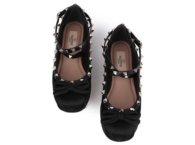 Valentino Ballerine in Satin Rockstud per Donne Nero - vista 4