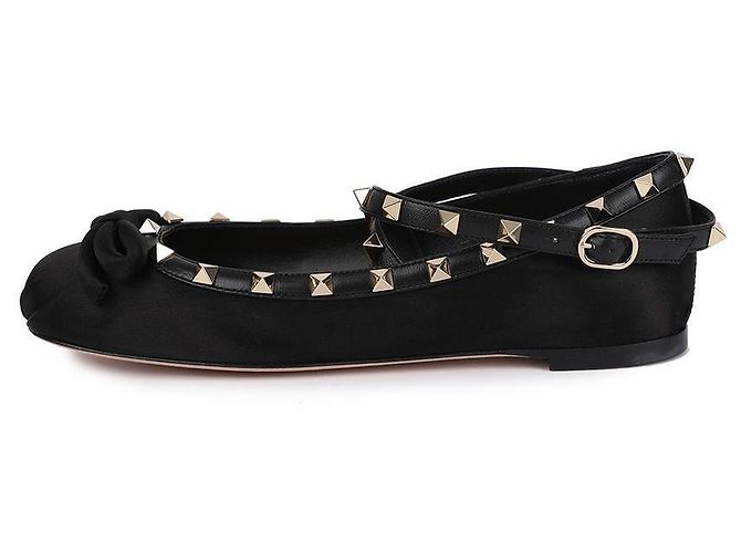 Valentino Ballerine in Satin Rockstud per Donne Nero - vista 6