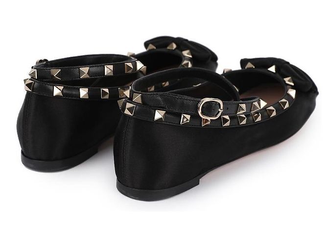 Valentino Ballerine in Satin Rockstud per Donne Nero - vista 8