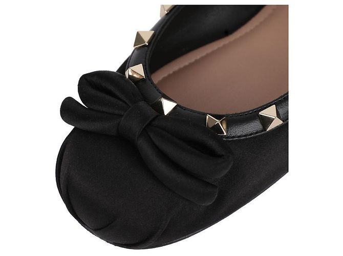 Valentino Ballerine in Satin Rockstud per Donne Nero - vista 9