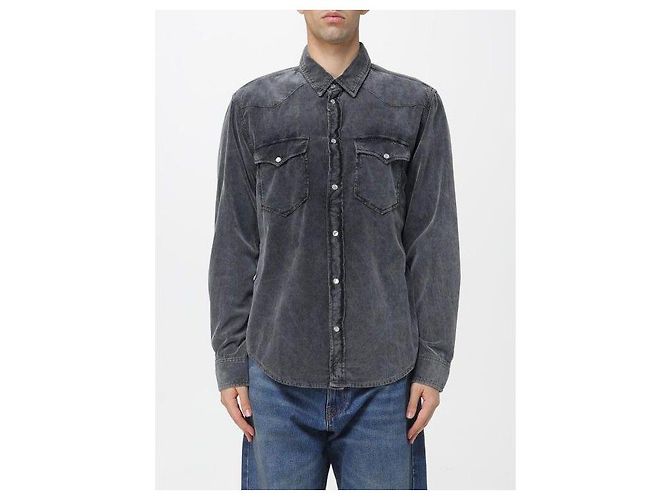 Isabel Marant Camisa Western de veludo cotelê Preto - vista 4
