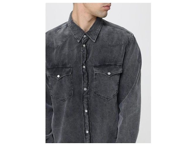 Isabel Marant Camisa Western de veludo cotelê Preto - vista 7