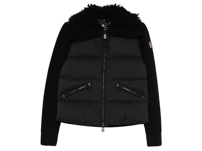 Moncler Cardigã de lã com zíper acolchoado Preto - vista 4