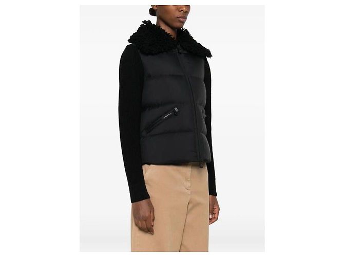 Moncler Cardigã de lã com zíper acolchoado Preto - vista 6