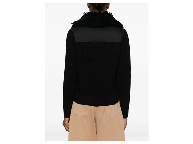 Moncler Cardigã de lã com zíper acolchoado Preto - vista 7