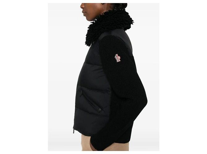 Moncler Cardigã de lã com zíper acolchoado Preto - vista 8