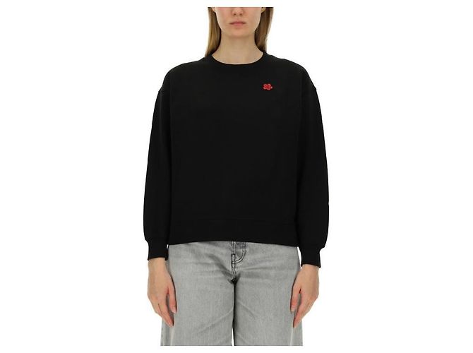 Kenzo Sweatshirt mit Blumenstickerei Schwarz - Ansicht 6